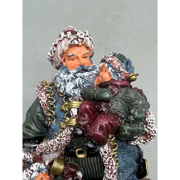 Hand-Painted Santa Claus Figurine Child & Gift Bag Holiday Decor Festive 10"READ - Picture 9 of 9